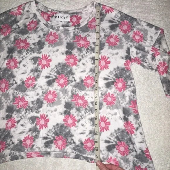 Kikit Flower Tie Dye Hippie BOHO Long Sleeve Crewneck Sweatshirt - Picture 5 of 6